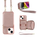 For iPhone 14 Multifunctional Zipper Wallet RFID Phone Leather Case(Rose Gold)