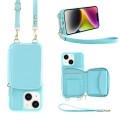 For iPhone 14 Multifunctional Zipper Wallet RFID Phone Leather Case(Mint Green)