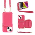 For iPhone 14 Multifunctional Zipper Wallet RFID Phone Leather Case(Rose Red)