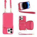 For iPhone 14 Pro Multifunctional Zipper Wallet RFID Phone Leather Case(Rose Red)