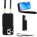 For iPhone 15 Pro Multifunctional Zipper Wallet RFID Phone Leather Case(Black)
