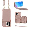 For iPhone 15 Pro Multifunctional Zipper Wallet RFID Phone Leather Case(Rose Gold)