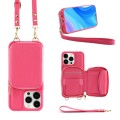 For iPhone 15 Pro Multifunctional Zipper Wallet RFID Phone Leather Case(Rose Red)