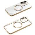 For iPhone 11 MagSafe CD Texture Metal Lens Frame Full Coverage Phone Case(Gold)