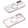 For iPhone 11 MagSafe CD Texture Metal Lens Frame Full Coverage Phone Case(Pink)