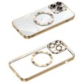 For iPhone 11 Pro Max MagSafe CD Texture Metal Lens Frame Full Coverage Phone Case(Gold)