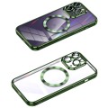 For iPhone 11 Pro Max MagSafe CD Texture Metal Lens Frame Full Coverage Phone Case(Green)