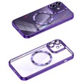For iPhone 12 MagSafe CD Texture Metal Lens Frame Full Coverage Phone Case(Purple)