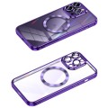 For iPhone 12 Pro Max MagSafe CD Texture Metal Lens Frame Full Coverage Phone Case(Purple)