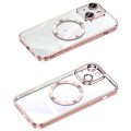 For iPhone 13 MagSafe CD Texture Metal Lens Frame Full Coverage Phone Case(Pink)