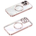 For iPhone 13 Pro MagSafe CD Texture Metal Lens Frame Full Coverage Phone Case(Pink)