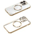 For iPhone 13 Pro Max MagSafe CD Texture Metal Lens Frame Full Coverage Phone Case(Gold)