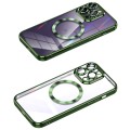 For iPhone 13 Pro Max MagSafe CD Texture Metal Lens Frame Full Coverage Phone Case(Green)