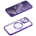 For iPhone 14 Plus MagSafe CD Texture Metal Lens Frame Full Coverage Phone Case(Purple)