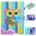 For Lenovo Tab P12 2023 / TB370FU Coloured Drawing Stitching Smart Leather Tablet Case(Rainbow Owl)