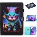 For Lenovo Tab P12 2023 / TB370FU Coloured Drawing Stitching Smart Leather Tablet Case(Night Cat)