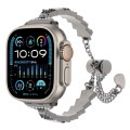 For Apple Watch Ultra 2 49mm Shell Beads Chain Bracelet Metal Watch Band(Black White)