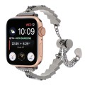 For Apple Watch SE 40mm Shell Beads Chain Bracelet Metal Watch Band(Black White)