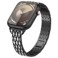 For Apple Watch Series 9 45mm Devil Eye Diamond Bracelet Metal Watch Band(Black)