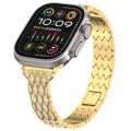 For Apple Watch Ultra 49mm Devil Eye Diamond Bracelet Metal Watch Band(Gold)