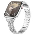 For Apple Watch Series 8 45mm Devil Eye Diamond Bracelet Metal Watch Band(Silver)