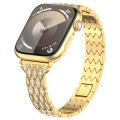 For Apple Watch Series 7 45mm Devil Eye Diamond Bracelet Metal Watch Band(Gold)
