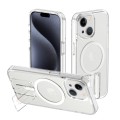 For iPhone 15 Shockproof Terminator MagSafe Phone Case with Holder(Glitter White)
