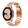 For Samsung Galaxy Watch6 / 6 Classic Flat Head Three-bead Stainless Steel Watch Band(Rose Gold)