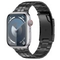 For Apple Watch Series 8 45mm Tortoise Buckle Titanium Steel Watch Band(Black)