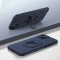 For iPhone 15 Magsafe Hidden Fold Holder Full Coverage Shockproof Phone Case(Blue)