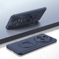 For Honor Magic5 Pro Magsafe Hidden Fold Holder Full Coverage Shockproof Phone Case(Blue)