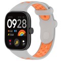 For Redmi Watch 4 Two Color Silicone Sports Watch Band(Grey Orange)