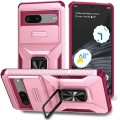 For Google Pixel 7 5G Sliding Camshield Holder Phone Case(Pink + Rose Red)