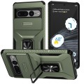 For Google Pixel 7 Pro 5G Sliding Camshield Holder Phone Case(Alpine Green)
