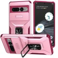 For Google Pixel 7 Pro 5G Sliding Camshield Holder Phone Case(Pink + Rose Red)