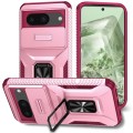 For Google Pixel 8 Sliding Camshield Holder Phone Case(Pink + Rose Red)