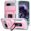 For Google Pixel 8a Sliding Camshield Holder Phone Case(Pink + Rose Red)