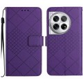 For OnePlus 12 5G Global Rhombic Grid Texture Leather Phone Case(Purple)