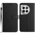 For OnePlus 12 5G Global Rhombic Grid Texture Leather Phone Case(Black)