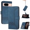 For Google Pixel 8a Cubic Skin Feel Flip Leather Phone Case(Blue)