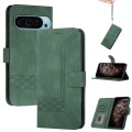 For Google Pixel 9 Pro Cubic Skin Feel Flip Leather Phone Case(Green)