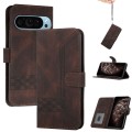 For Google Pixel 9 Pro Cubic Skin Feel Flip Leather Phone Case(Brown)
