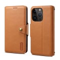 For iPhone 15 Pro Denior Cowhide Texture Wallet Style Leather Phone Case(Khaki)