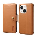 For iPhone 15 Plus Denior Cowhide Texture Wallet Style Leather Phone Case(Khaki)