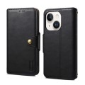 For iPhone 15 Denior Cowhide Texture Wallet Style Leather Phone Case(Black)