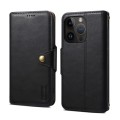 For iPhone 14 Pro Max Denior Cowhide Texture Wallet Style Leather Phone Case(Black)