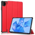 For Huawei MatePad Pro 11 2024 / 2022 Custer Pure Color 3-Fold Smart Leather Tablet Case(Red)