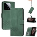 For Xiaomi 14 Cubic Skin Feel Flip Leather Phone Case(Green)