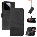 For Xiaomi 14 Cubic Skin Feel Flip Leather Phone Case(Black)