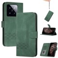 For Xiaomi 14 Pro Cubic Skin Feel Flip Leather Phone Case(Green)